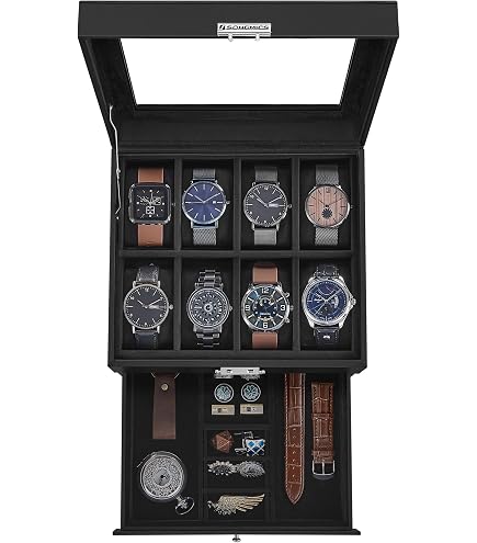 フォッシル Vanity Case WATCH BOX Black Fossil Vanity Case Watch Box, Men's Black, Black, Free Size